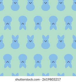 Vector pattern with blue rabbits on a turquoise background