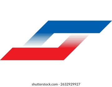 Vector pattern of blue and red stripes on a white background. Striped design element. Modern vector background for advertising, packaging, covers. Vector logo in the shape of a rhombus