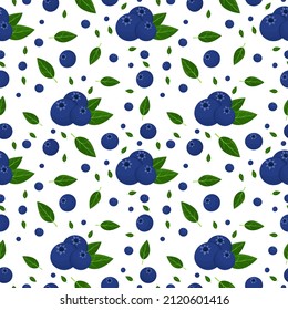 vector pattern with blueberries on a white background