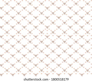 Vector pattern with bows and hearts. Delicate colors. Ideal for printing on notebooks, mugs, fabrics.
use the suggested colors or come up with your own combination.