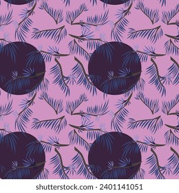 Vector pattern with branches of a Christmas tree. Colorful and unusual print for fabric and packaging.