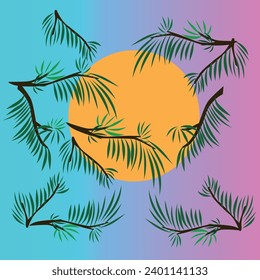 Vector pattern with branches of a Christmas tree. Colorful and unusual print for fabric and packaging.