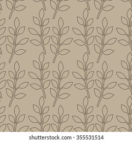 Vector pattern with branches of leaves. Grey background