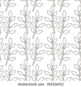 Vector pattern with branches of leaves. White background