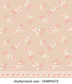 Vector pattern with branches of roses. Set of seamless floral background and border.