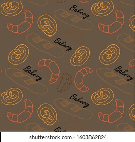 Vector pattern of bread. Use for menus, signage and culinary leaflets. Freehand sketch. Set isolated icons.