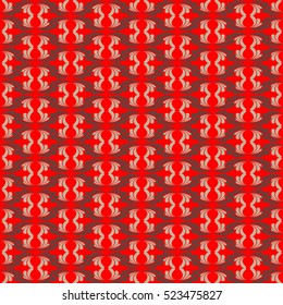 Vector pattern of brown figures on a red background for wallpaper and coatings. Vector illustration, vector pattern.