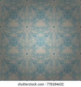 Vector pattern in brown, gray and blue colors. Oriental abstract ornament. Seamless pattern for carpet, textile, wallpaper and any surface.