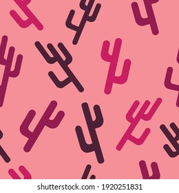 vector pattern with cacti. flat image of pattern with cacti on pink background