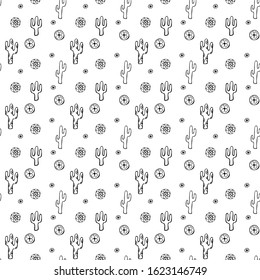 Vector pattern of cactus. Patterns collection of exotic plants. Decorative natural elements are isolated on white. 