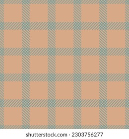 Vector. Pattern in a cage. Tartan blanket. Scottish pattern in beige, turquoise and orange plaid. Traditional checkered background for tablecloth, dress, skirt, napkin or other textile, Easter design.