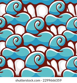 Vector pattern of cakes and desserts in cartoon style.