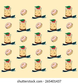 Vector  pattern of cakes and donuts. pattern wallpaper for coffee, confectionery or food cover