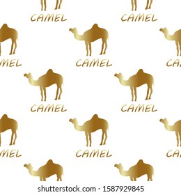 vector pattern with a camel and text for textile design