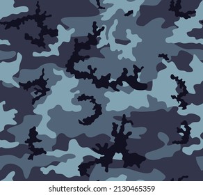 
Vector pattern camouflage blue background texture, modern military uniform. EPS