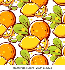 Patrón vectorial al estilo de las caricaturas con cítricos.