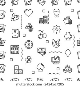 Vector Pattern with Casino Gambling, Seamless Background.