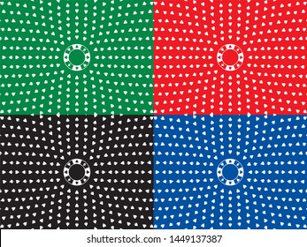 Vector pattern for a casino on the green, red, blue, black background