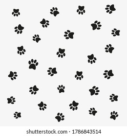 Vector pattern of cat dog footprints. Paw print vector.