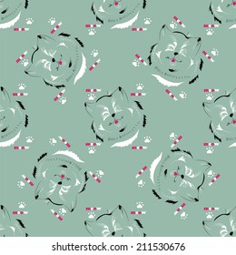 vector pattern cat face head silhouette outline