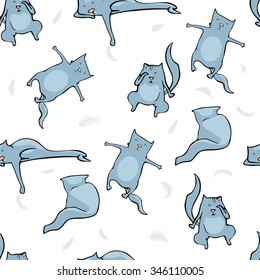 Vector pattern cat with feather
