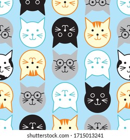 Vector pattern of cats drawn in camouflage colors. Ideal for printing on paper and fabric.