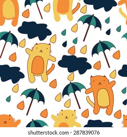 Vector pattern of cats in the rain