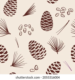 Vector pattern of cedar cones drawings