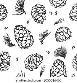Vector pattern of cedar cones drawings