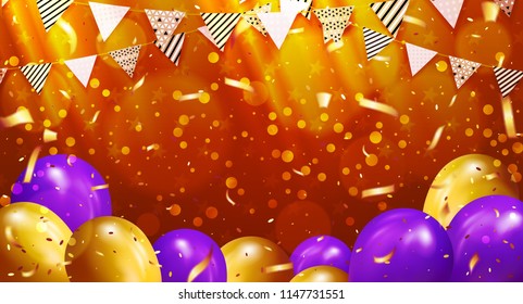 Vector pattern. Celebratory card background with flags, balls and candy. For congratulations on the birthday of children.EPS10