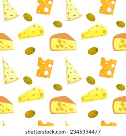 Vector pattern with cheese and olives