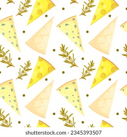 Vector pattern with cheese and rosemary