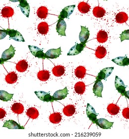 Vector pattern with cherries. Seamless  background