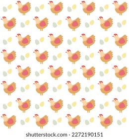 Vector pattern with chicken for Easter and other users. Design element.