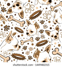 Vector pattern with Chihuahua and bone