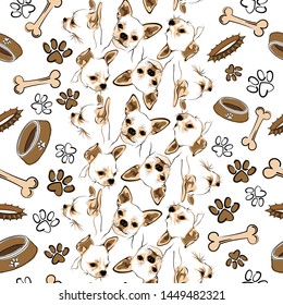 Vector pattern with Chihuahua and bone