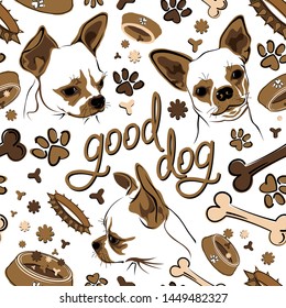 Vector pattern with Chihuahua and bone