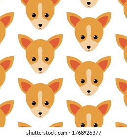 
Vector pattern chihuahua dog on white background