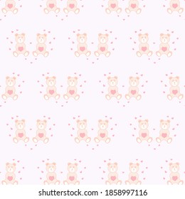 vector pattern for children, bears and love