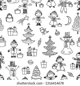 Vector pattern of children in christmas time