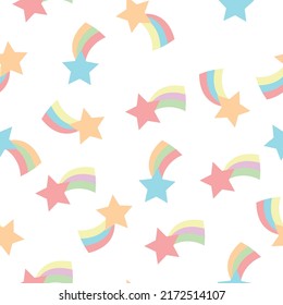 Vektormuster für Kinder. Muster mit Sternen und Regenbogen. Hochwertige Vektorgrafik.