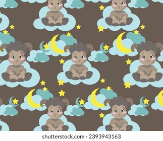 Vector pattern for children's print. Lambs and clouds in a pattern for textiles and packaging.