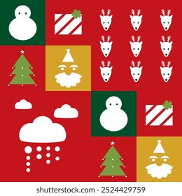 Padrão vetorial do festival de Natal com design gráfico simples, gráfico de elemento plano.