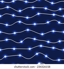 Vector pattern with Christmas garland on blue background