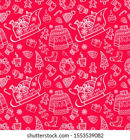 Vector pattern with Christmas and New Year elements.