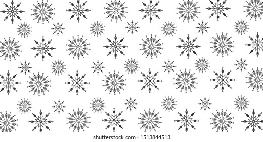  vector pattern with Christmas snowflakes. black and white snowflakes with flat on abstract background. Pattern for new year leaflets.