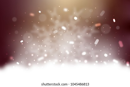 Vector pattern with christmas snowflakes. Decorative shining illustration with snow on abstract template. The pattern can be used for new year ad, booklets.