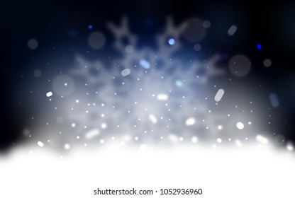 Vector pattern with christmas snowflakes. Decorative shining illustration with snow on abstract template. The pattern can be used for new year ad, booklets.