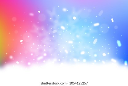 Vector pattern with christmas snowflakes. Decorative shining illustration with snow on abstract template. The template can be used as a new year background.