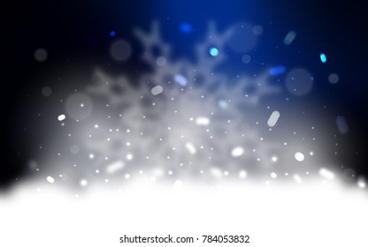 Vector pattern with christmas snowflakes. Decorative shining illustration with snow on abstract template. New year design for your ad, poster, banner.